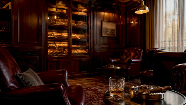 Luxurious home smoking room interior with sofa