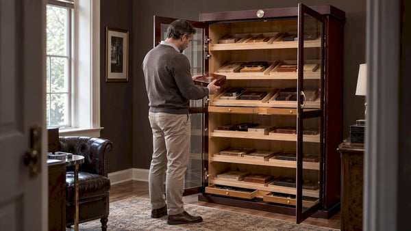 Bermuda cabinet holding a cigar collection