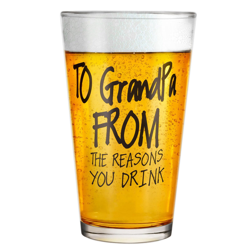 Funny 16 oz Beer Glass for Dad Transparent-Grandpa