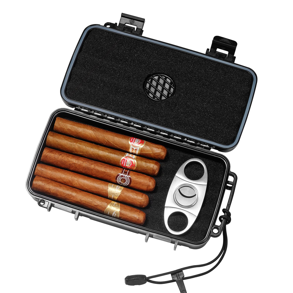 PrimeZone Humidor Travel Cigar Case Holds up to 5 Cigars