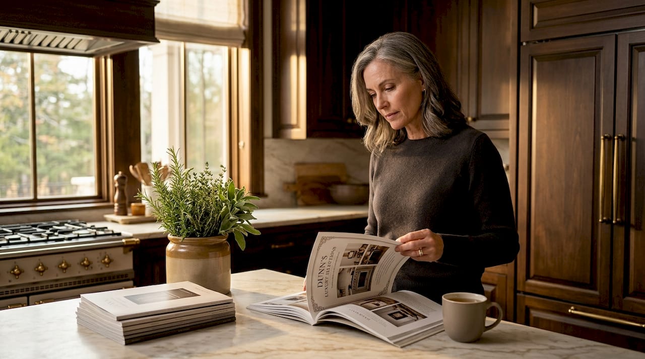 Homeowner reviewing luxury appliance alternatives