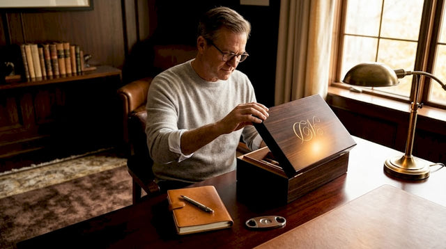 Collector opening personalized desktop humidor