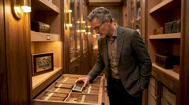 Collector inspecting humidor air circulation