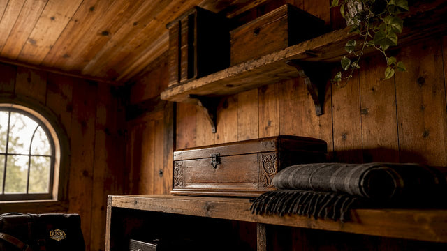 Interior of cedar-lined wooden closet