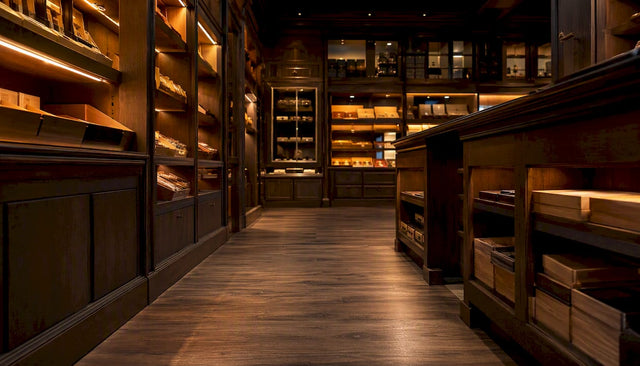 Walk-in retail cigar humidor room interior