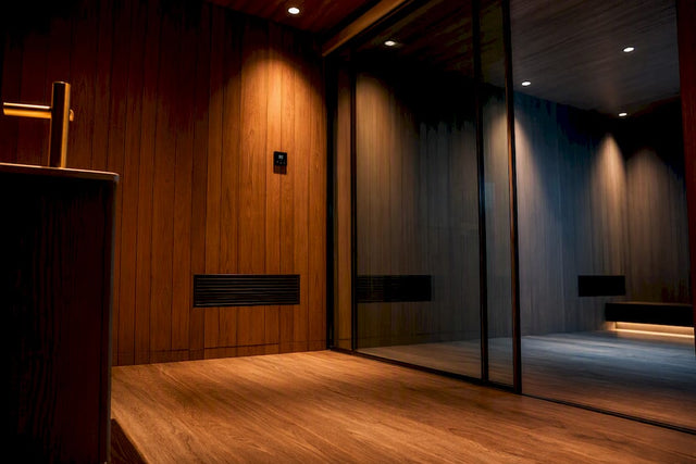 Zoned walk-in cigar room with glass partition