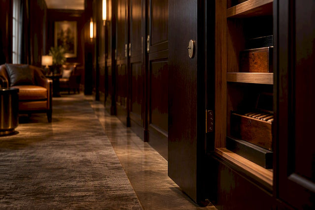 Cedar cigar lockers in an upscale lounge
