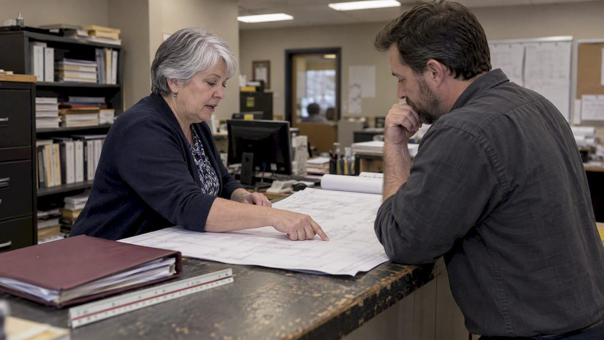Officials reviewing walk-in humidor plans