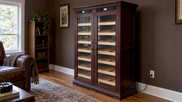 Cabinet humidor plugged directly into wall