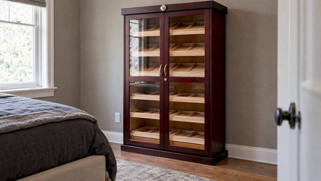 Cigar cabinet beside a bedroom shared wall
