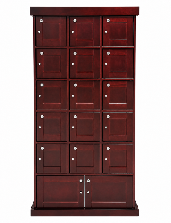 17-Lockers Cigar Humidor Cabinet (Dark Cherry)
