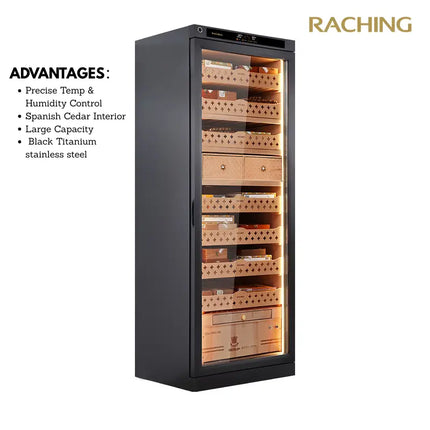 RACHING DS7600C Stainless Steel Tower Humidor